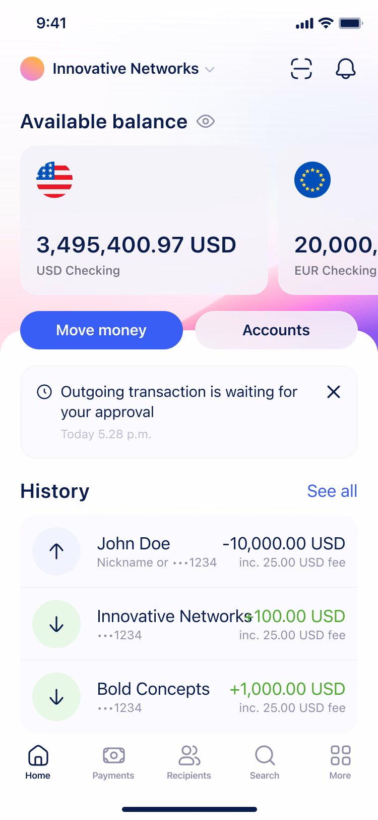 Shipped app: home