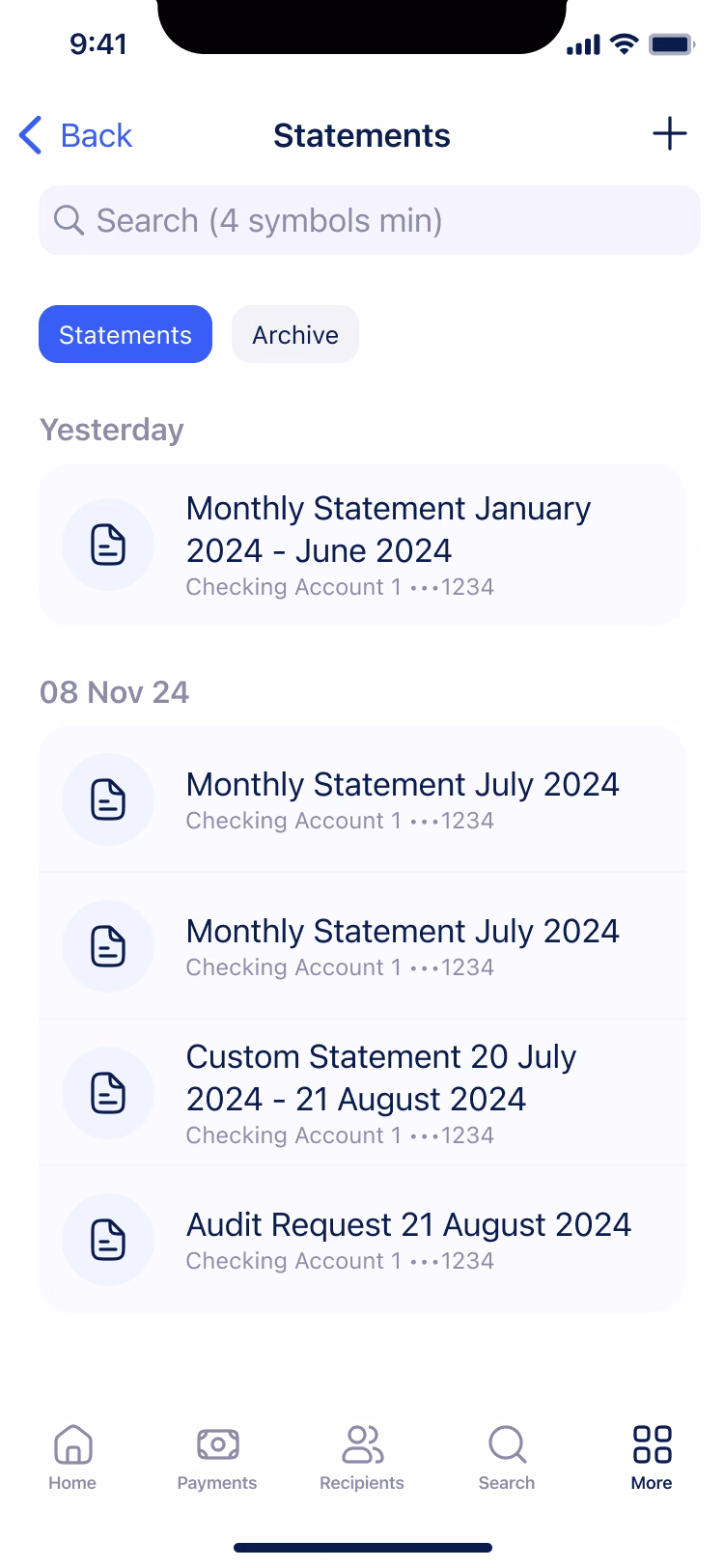 Shipped app: statements