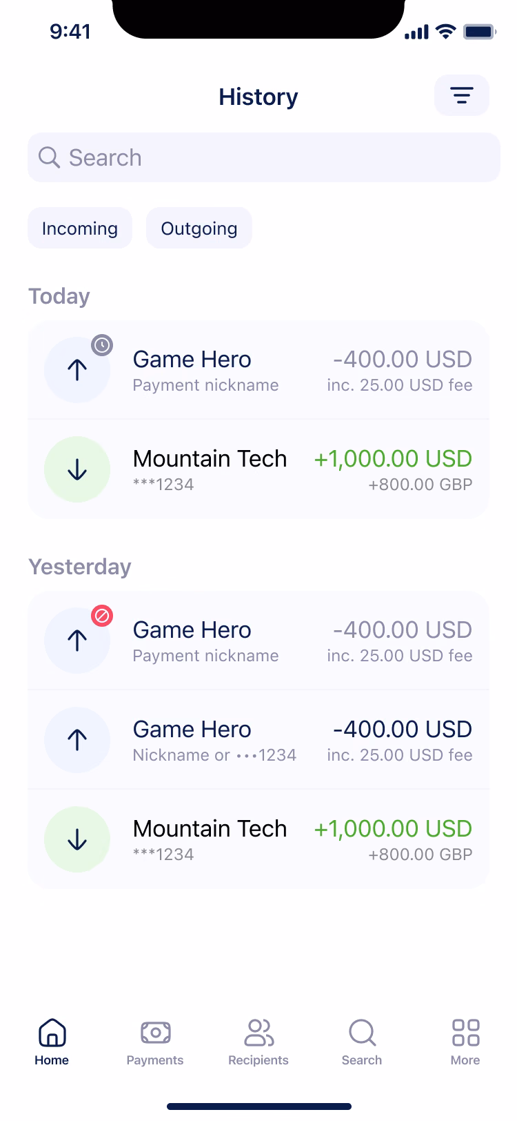 Shipped app: history