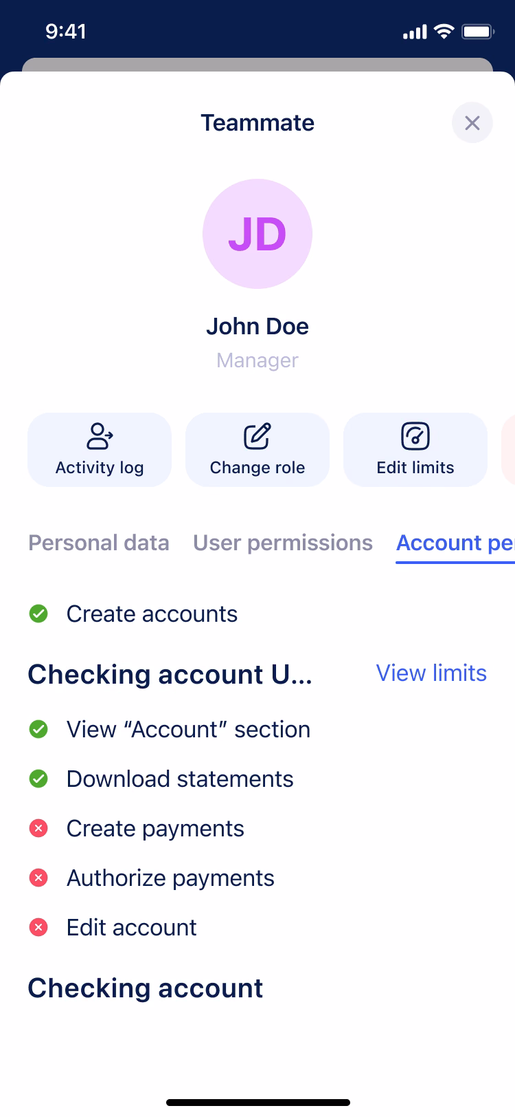 Shipped app: teammate details