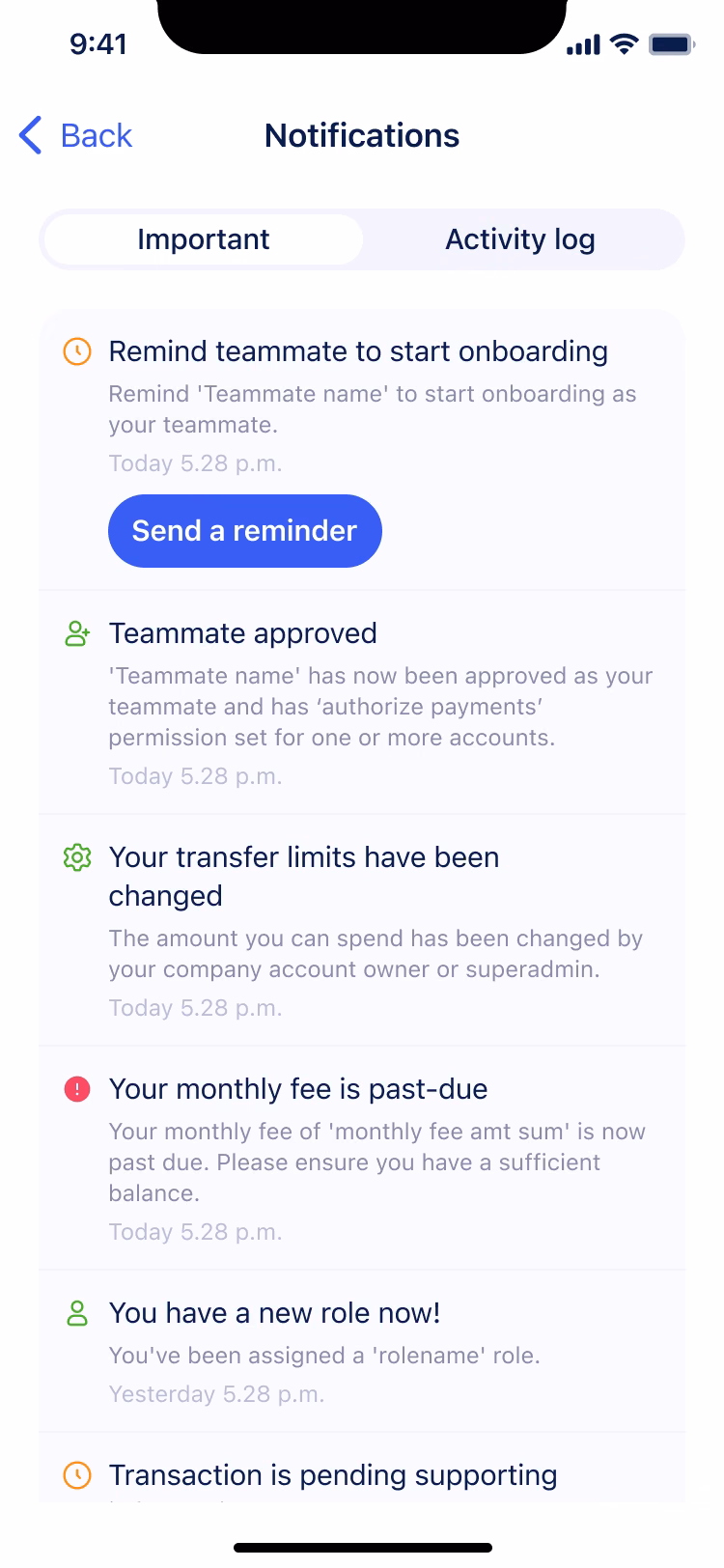 Shipped app: notifications