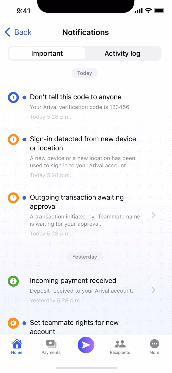 App: notifications hub