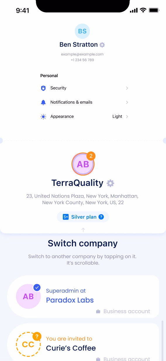 App: switch company