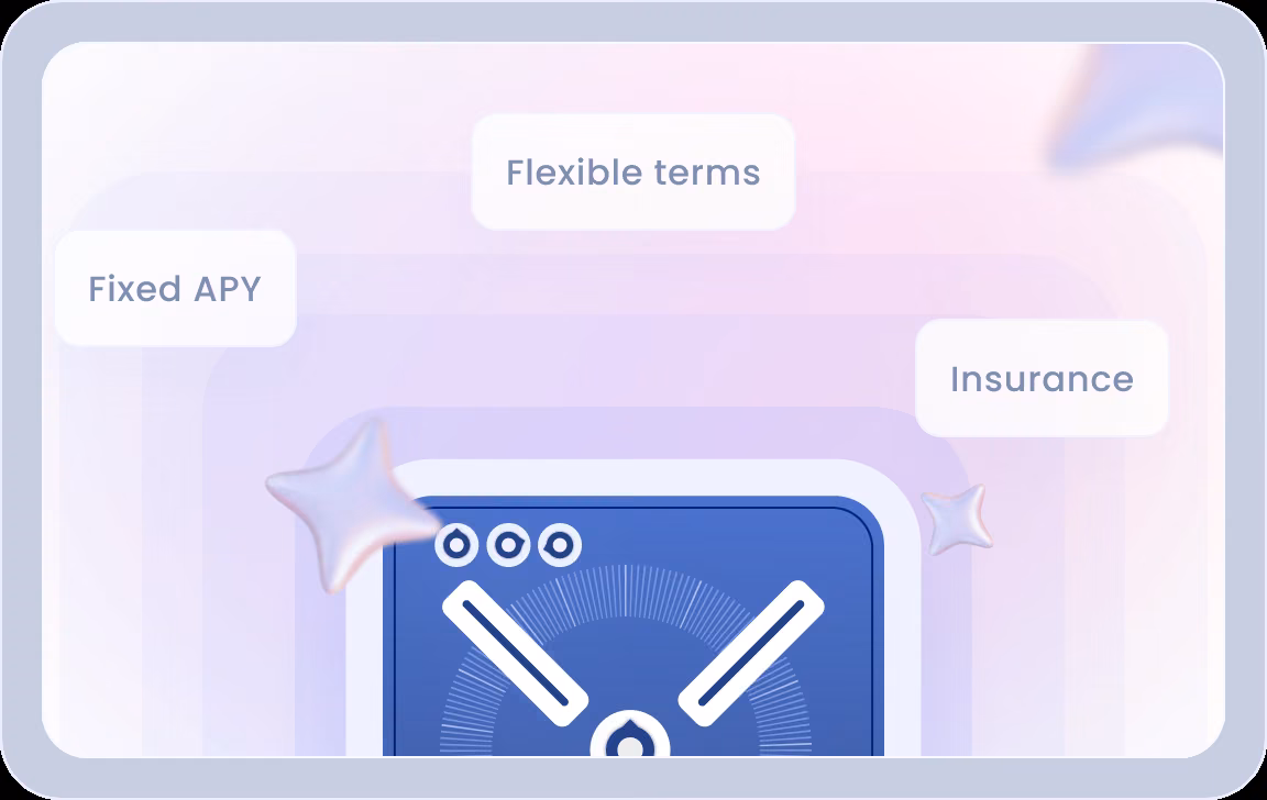 Card: fixed APY, flexible terms, insurance