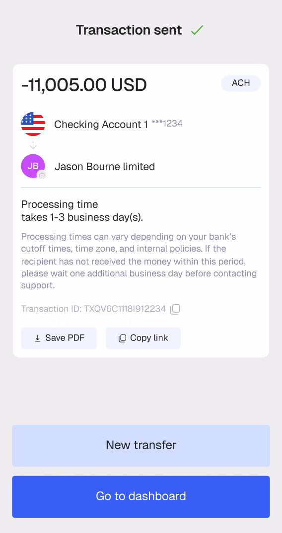 Mobile web: success screen after a flow